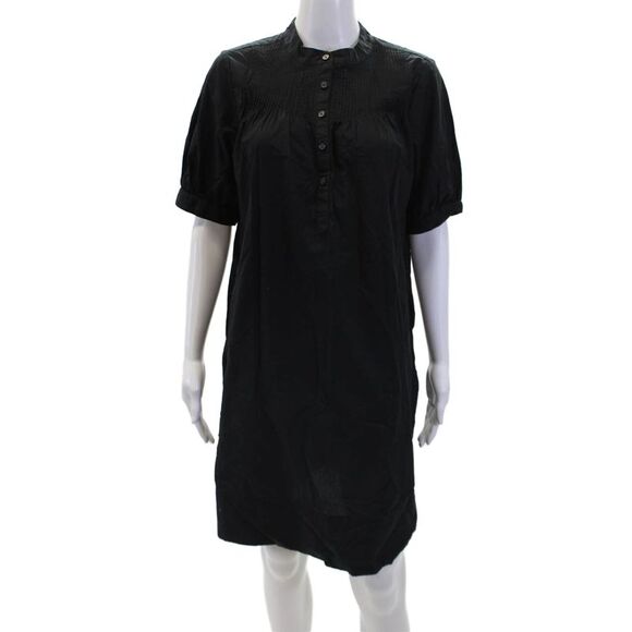 J Crew Dresses & Skirts - J Crew Womens Cotton Short Sleeve Button-Up Shirt Dress Black Size XS